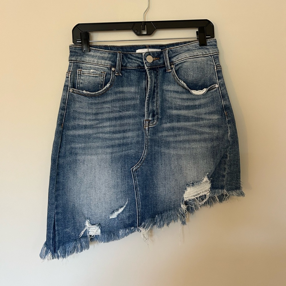 Asymmetrical denim skirt